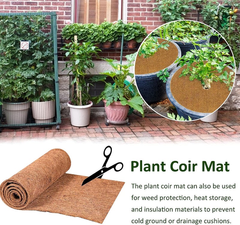 Ayybf Coco Liner,24x39.4 inch Wall Basket Planter Liner, Coco Liner Roll Hanging Basket Pad Garden Plants Wall Planter Flowerpot Basket Coco Fiber, Durable Coconut Husk for Planting - Image 2